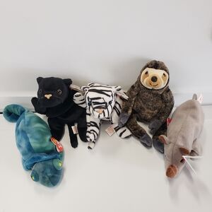 Vintage Ty Beanie Baby 5pc Jungle Creature Lot